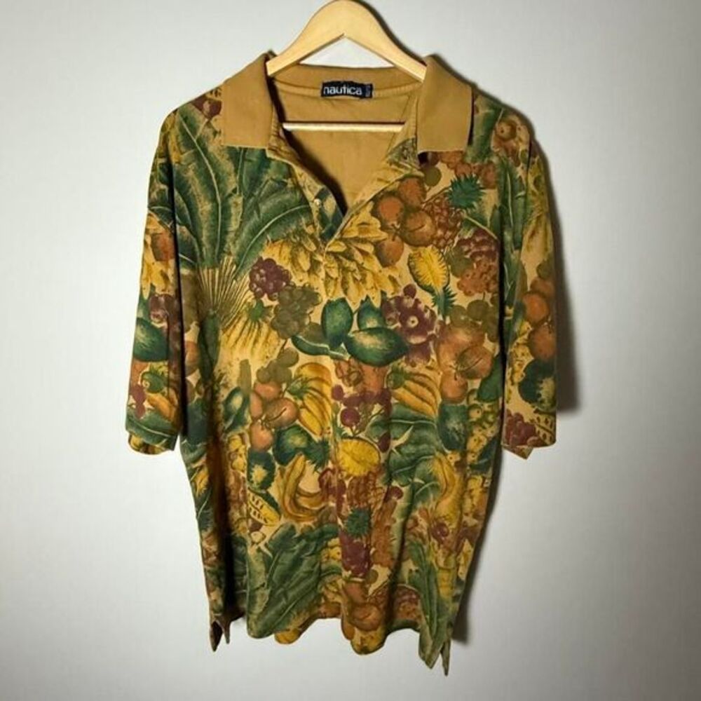 vintage nautica all‎ of print fruit polo graphic shirt